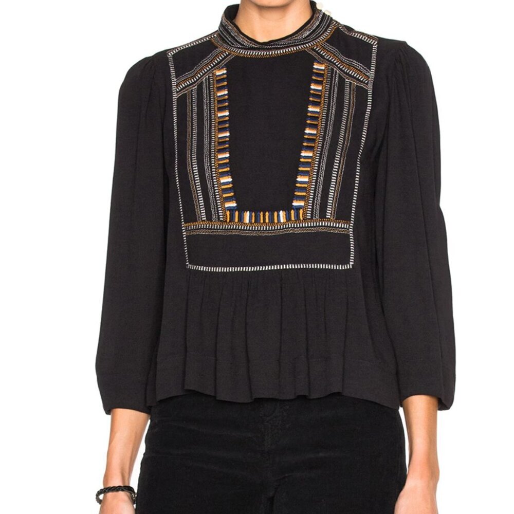 Isabel Marant Etoile Cerza Embroidered Crepe Size XS